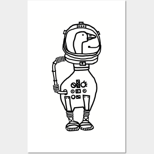 Sci Fi Astronaut Space Goose Outline Posters and Art